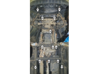 Усиленная защита картера двигателя, переднего дифференциала, КПП, радиатора, разд. коробки и бака AdBlue Мотодор 5 мм, алюминий для Dodge Ram 1500 2015-2018 дизель 3.0 