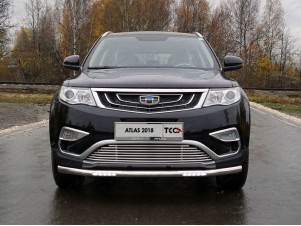 Защита переднего бампера с ДХО 60 мм для Geely Atlas № GEELEATL18-19